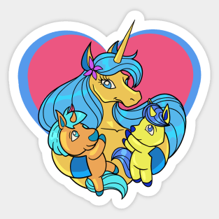 Unicorn mom with unicorn daughters Sticker